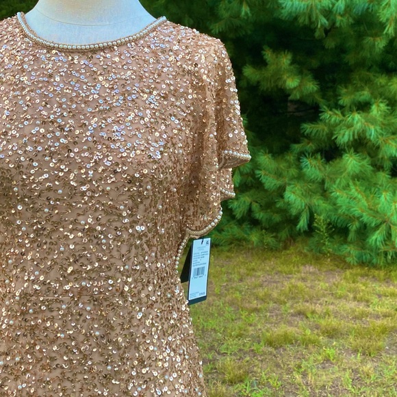 Adrianna Papell | Flutter Sleeve Beaded Dress - Picture 3 of 7